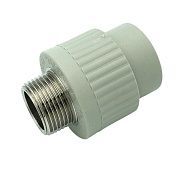 Муфта комбинированная 32 х 3/4" (НР) ПП (PP-R100) серая HEISSKRAFT